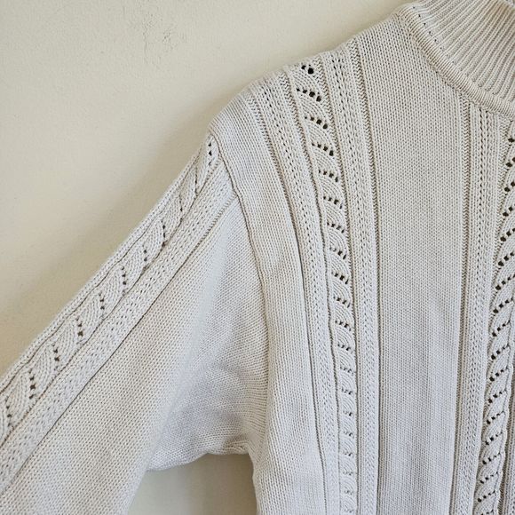 Vintage 90s Talbots cream textured pullover sweater in 100% cotton. In good... - Picture 4 of 9